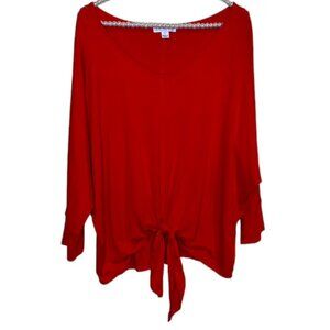 Bright True Red Tie Front Top by Studio JPR  L